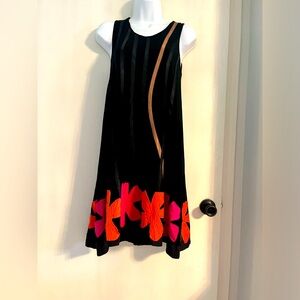 Paradyz  Couture  Made In Brazil Size S Sleeveless Dress Floral Appliqués